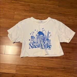 Altar’d State Nashville cropped tee.  White and Blue Nashville Graphic T-Shirt